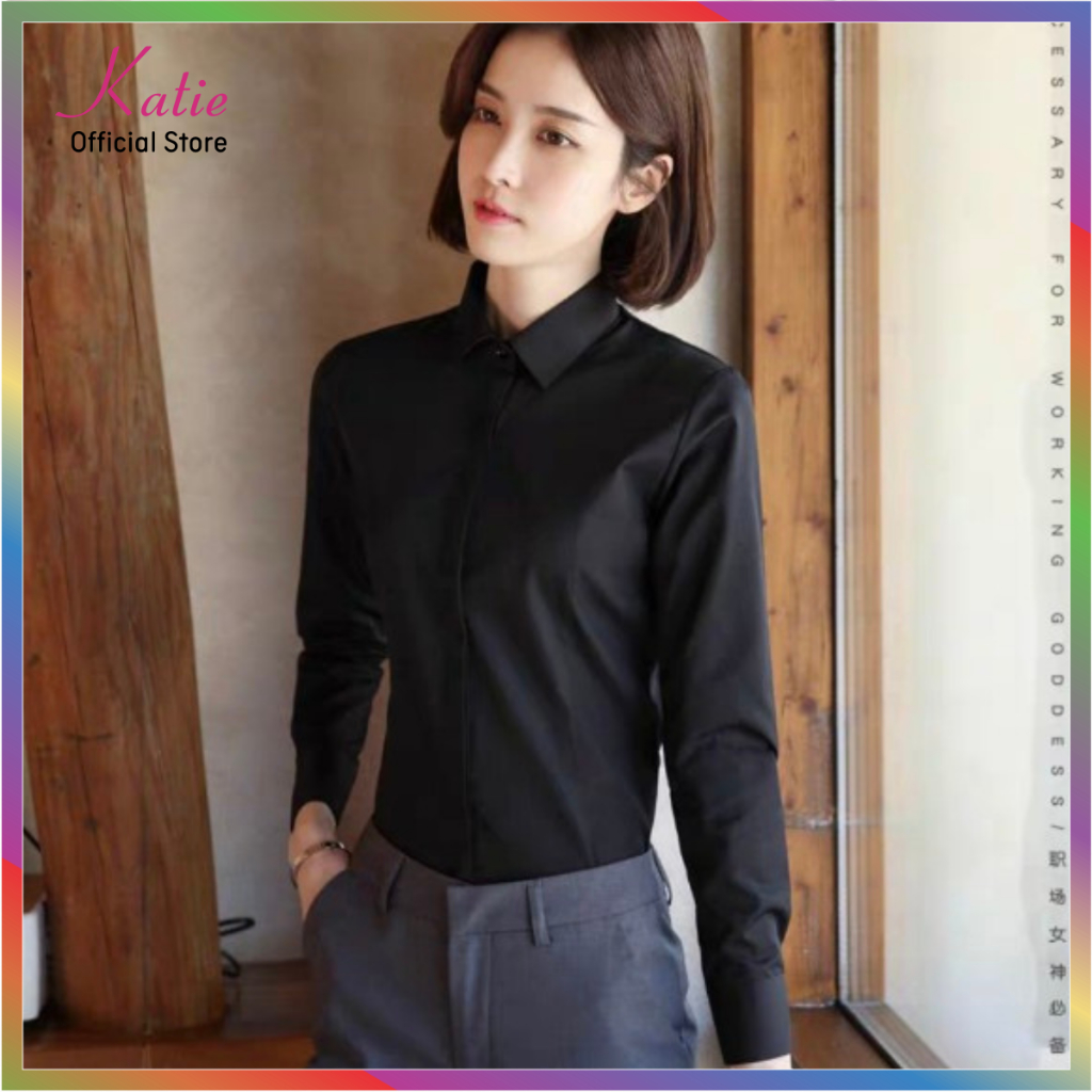 Áo Sơ Mi Nữ Chiết Eo KATIE Áo Somi Nữ Chiết Ly Tay Dài Và Tay Ngắn So Mi Trắng Chất Cotton Cao Cấp Có BigSize -BEN EO