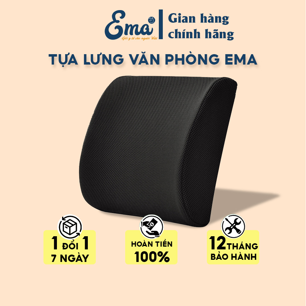 Đệm tựa lưng ghế văn phòng, ô tô cao su non Ema - Vỏ gối 4D tổ ong siê