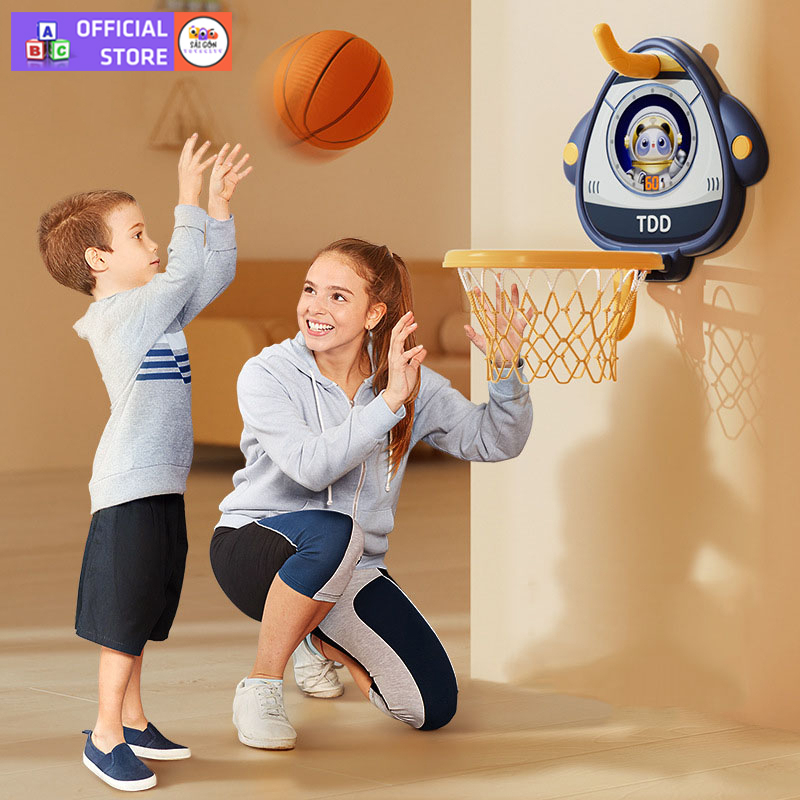 Bóng Rổ Treo Tường Basket Ball Broad Cho Bé Hình Phi Hành Gia Dễ Thương Tặng Kèm Bóng ,Vòng, Bảng Đếm Cảm Ứng