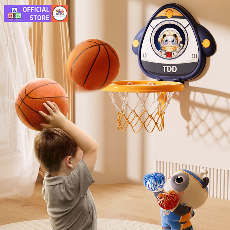 Bóng Rổ Treo Tường Basket Ball Broad Cho Bé Hình Phi Hành Gia Dễ Thương Tặng Kèm Bóng ,Vòng, Bảng Đếm Cảm Ứng