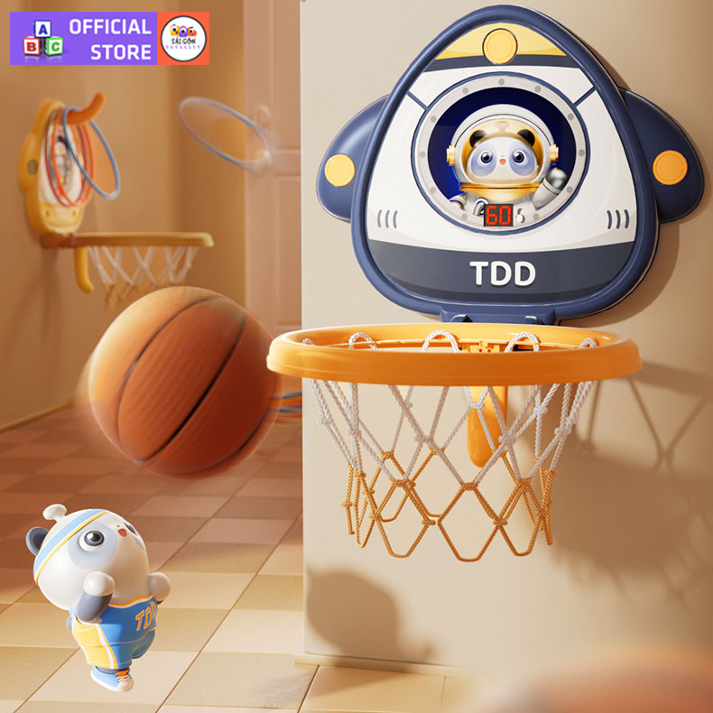 Bóng Rổ Treo Tường Basket Ball Broad Cho Bé Hình Phi Hành Gia Dễ Thương Tặng Kèm Bóng ,Vòng, Bảng Đếm Cảm Ứng