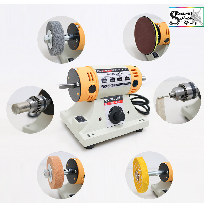 Máy mài cưa cắt bàn mini máy tiện đa năng TM2 350W Bench Lathe Mini Table Saw Polisher Engraving Machine Grinding