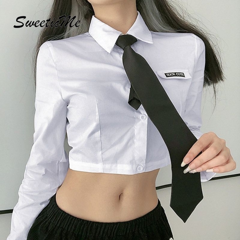 Áo sơmi croptop tay NGẮN và DÀI phong cách cá tính