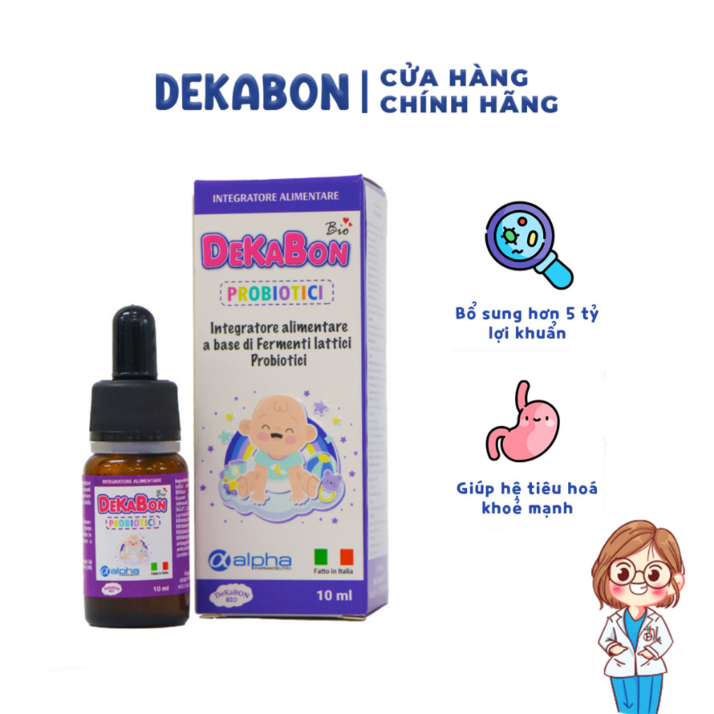 Men vi sinh Dekabon Probiotici 10ml - cải thiện chứng biếng ăn cho trẻ, tăng đề kháng, hấp thu tối đa thức ăn