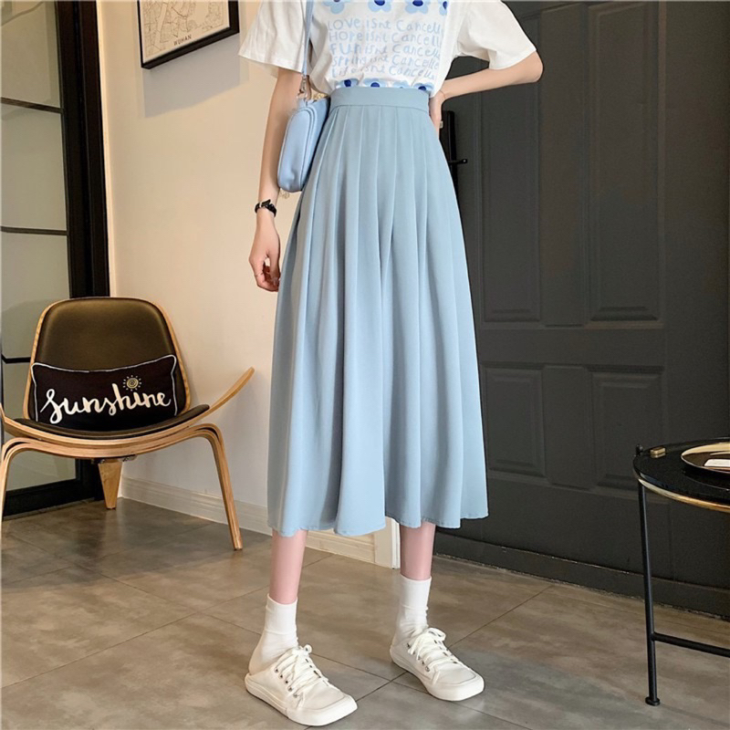 (đọc lưu ý) Thanh lý chân váy xanh dương trơn vintage siêu xinh Thanh lí chân váy xanh nàng thơ tiểu thư siêu đẹp