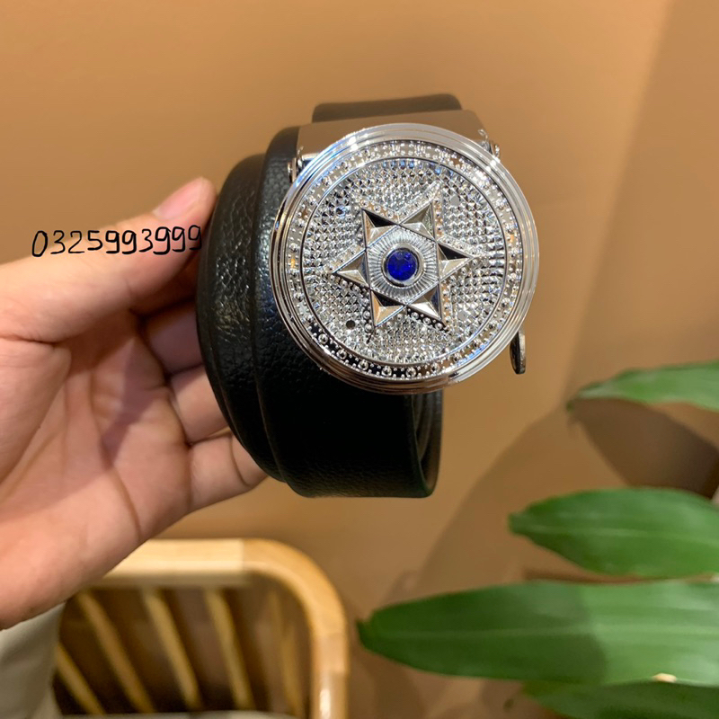 Thắt lưng nam mặt xoay 360, Dây lưng thời trang mặt bạc