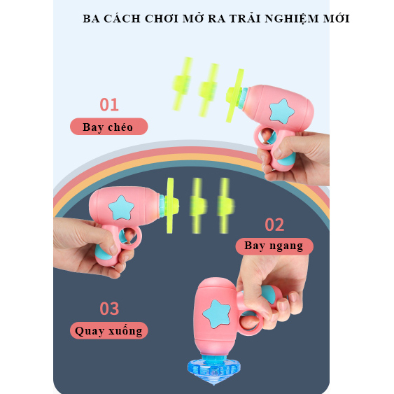 Đồ chơi hót Tiktok súng bắn chong chóng và con quay phát sáng cho bé, đồ chơi trẻ em giảm xả stress đồ chơi vận động