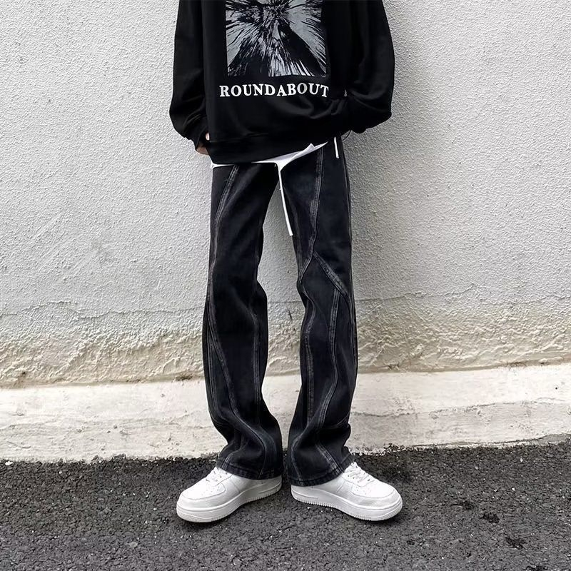 Quần jean ống suông DUSTYSTUDIO mix nhiều mảnh