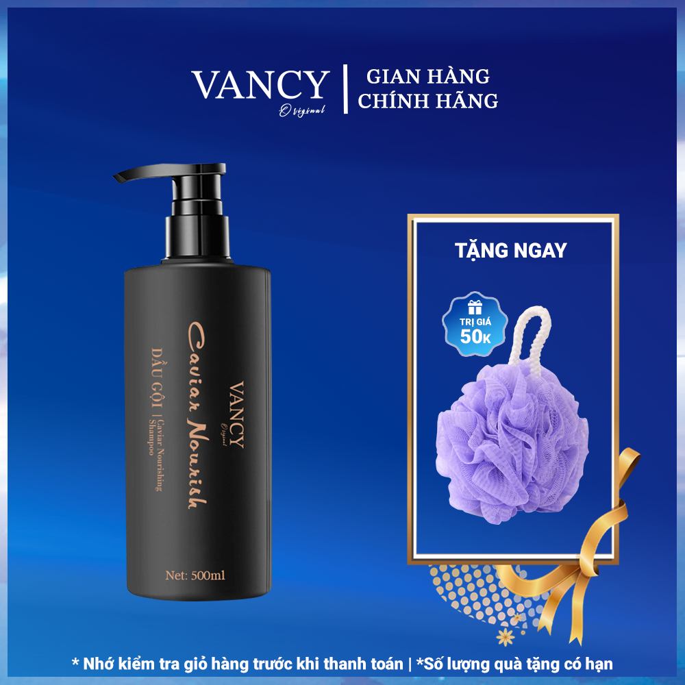 Dầu gội Caviar, Dầu gội tinh chất trứng cá tầm phục hồi tóc, kiểm soát dầu, ngăn gàu ngứa chai 500ml, Vancy