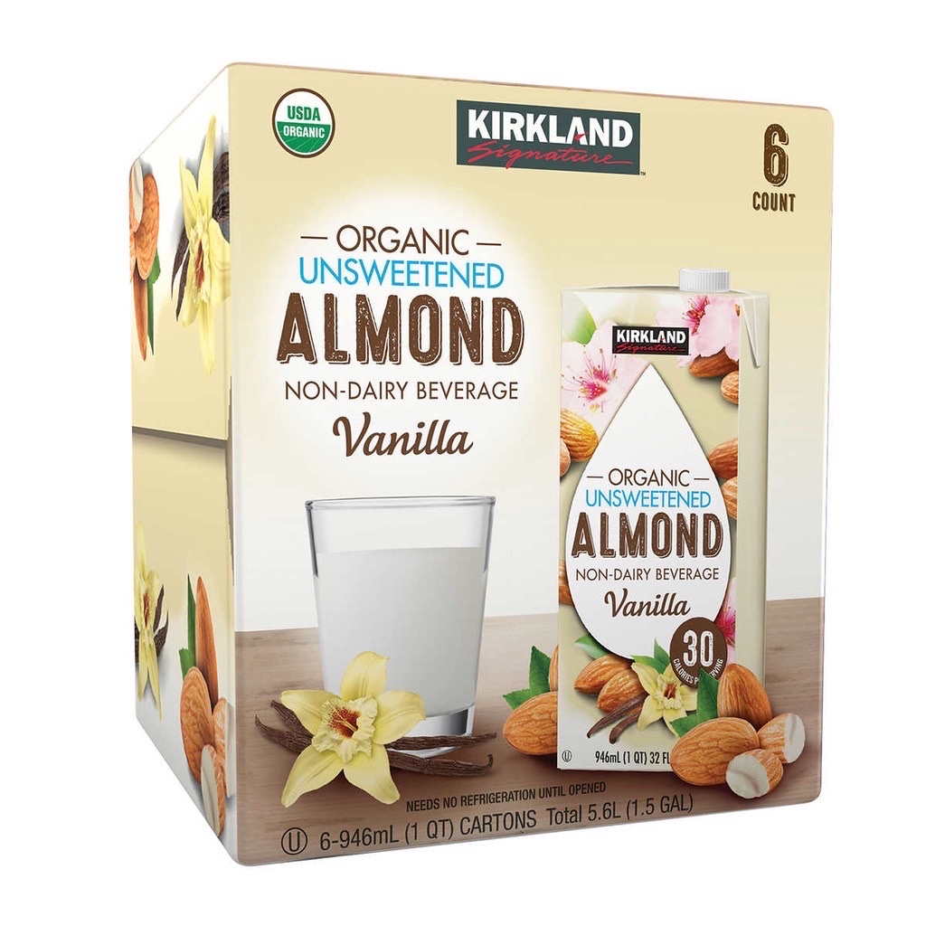 Sữa hạt hạnh nhân hữu co Kirkland almond Mỹ hộp 1L