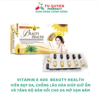 Vitamin E 400 Beauty Health  Viên đẹp da, chông lão hóa giúp giữ ẩm và tăng độ đàn hồi cho da mờ sạm nám -  Hộp 30 viên