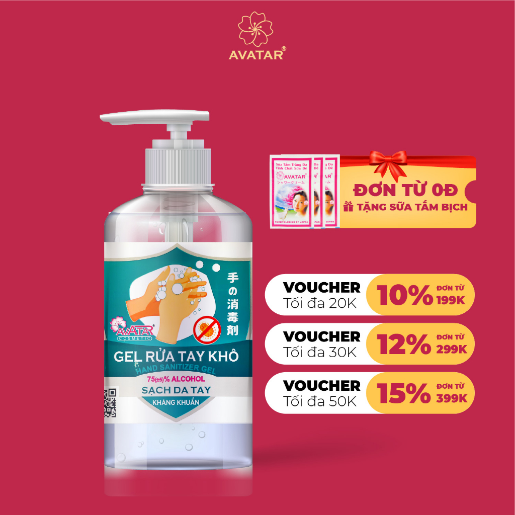 Gel Rửa Tay Khô Làm Sạch Vượt Trội, X3 Dưỡng Ẩm Không Gây Khô Da AVATAR 500ml