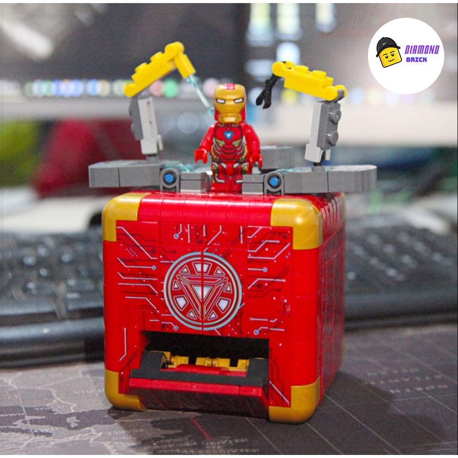 Đồ Chơi Lắp Ráp Kiểu LEGO BOX Mô Hình Chiếc Hộp Bí Ẩn Biến Hình Anh Hùng Iron Man Marvel Avengers Mecha Robot LW2075