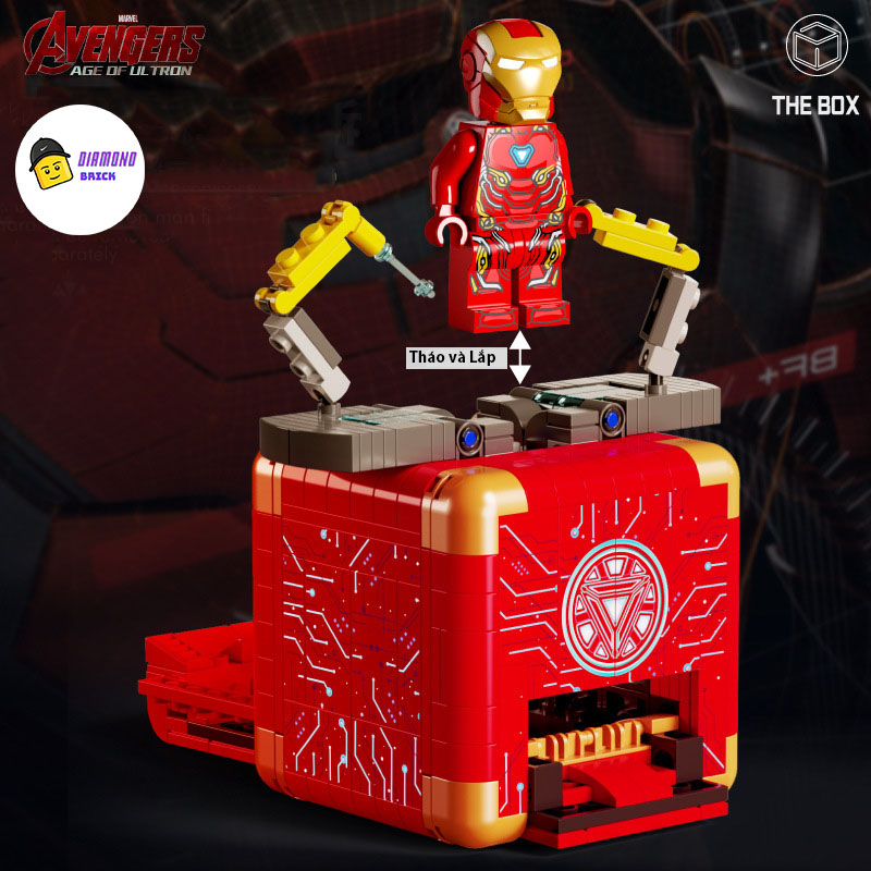 Đồ Chơi Lắp Ráp Kiểu LEGO BOX Mô Hình Chiếc Hộp Bí Ẩn Biến Hình Anh Hùng Iron Man Marvel Avengers Mecha Robot LW2075