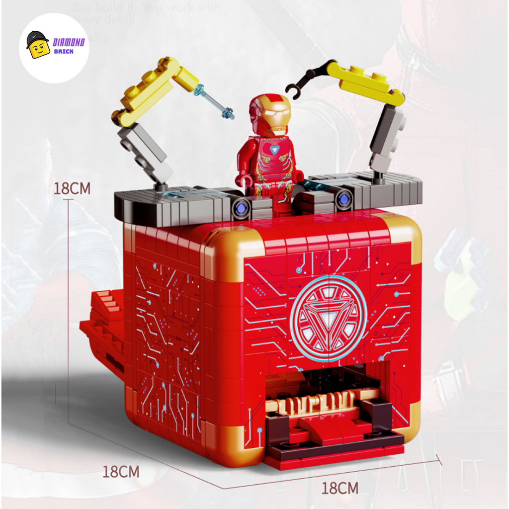 Đồ Chơi Lắp Ráp Kiểu LEGO BOX Mô Hình Chiếc Hộp Bí Ẩn Biến Hình Anh Hùng Iron Man Marvel Avengers Mecha Robot LW2075