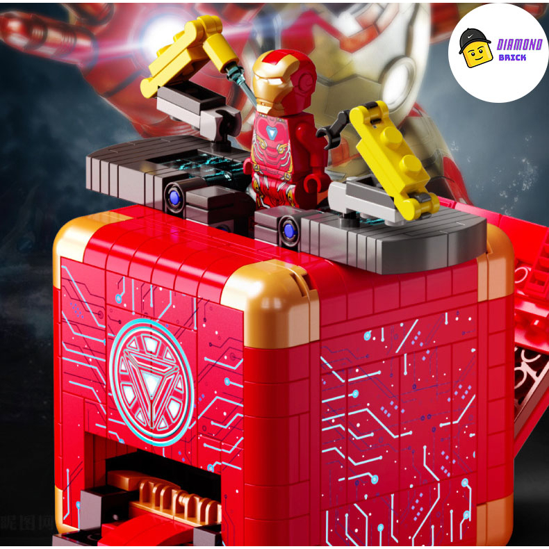 Đồ Chơi Lắp Ráp Kiểu LEGO BOX Mô Hình Chiếc Hộp Bí Ẩn Biến Hình Anh Hùng Iron Man Marvel Avengers Mecha Robot LW2075