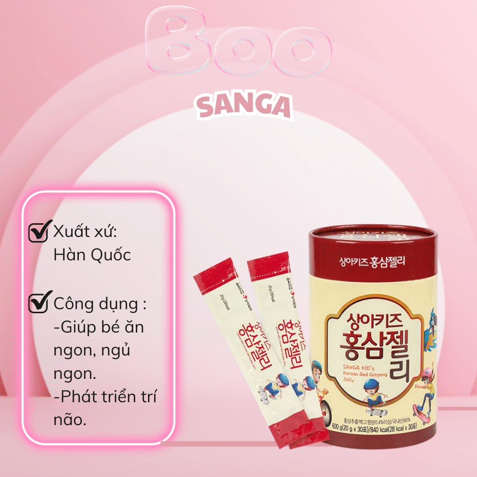 Thạch hồng sâm baby SANGA Hàn Quốc - Full Hộp (30 Gói)