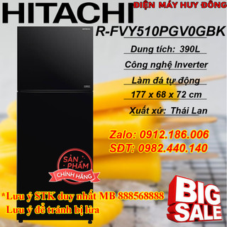 Tủ lạnh hitachi inverter 390 lít r-fvy510pgv0 gbk/gmg