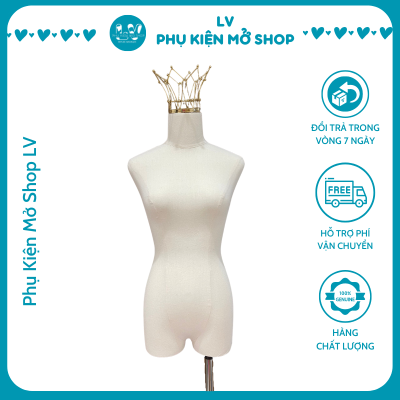 Manocanh Vương Miện không tay Ma nơ canh nữ bọc vải cotton cao cấp - LV03