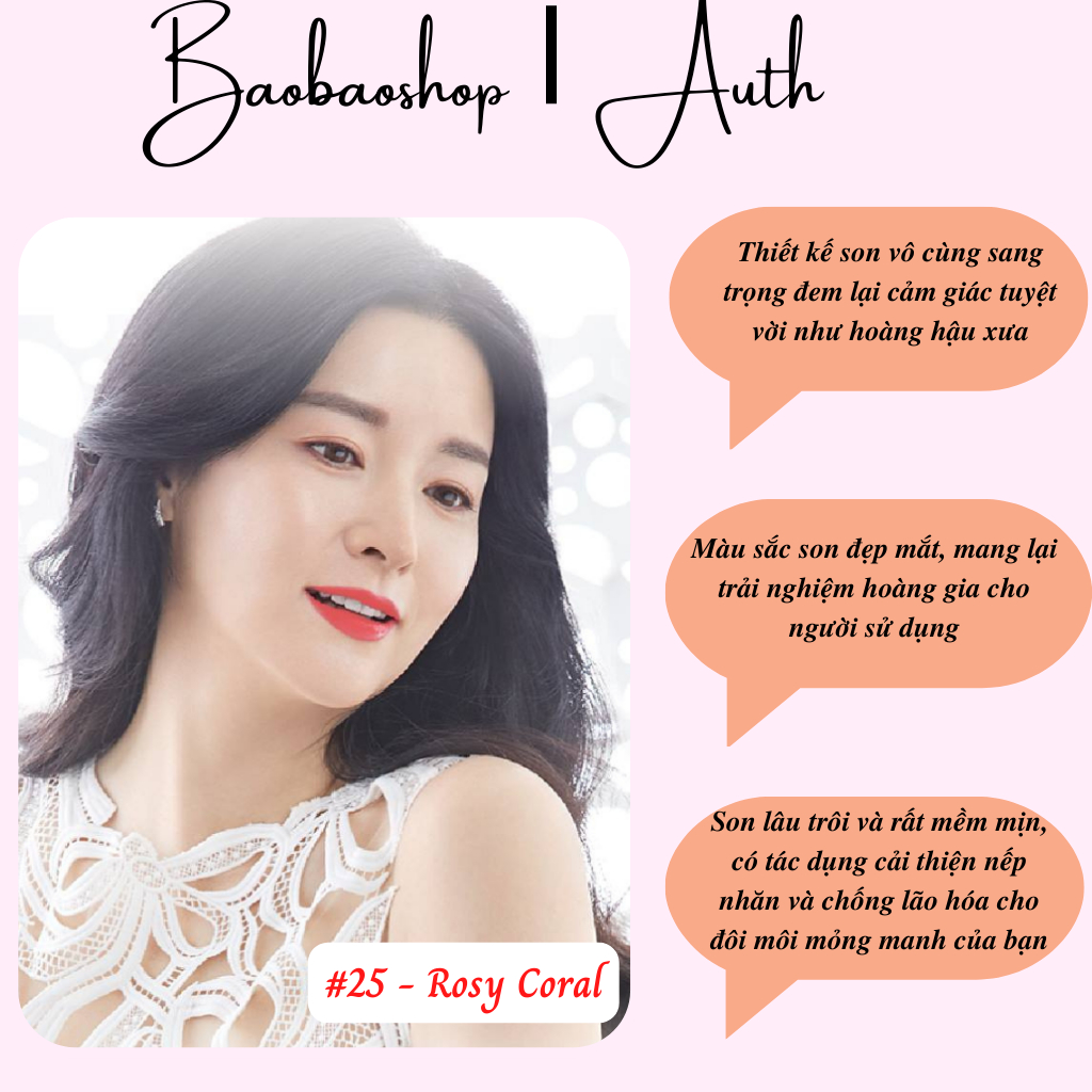 Son lì Whoo mini màu Hồng cam Rosy Coral số 25 full box siêu đẹp thiết kế tinh xảo