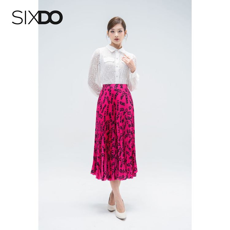 Áo sơ mi nữ ren dài tay phối cúc thời trang SIXDO (White Floral Long Sleeves Lace Shirt)