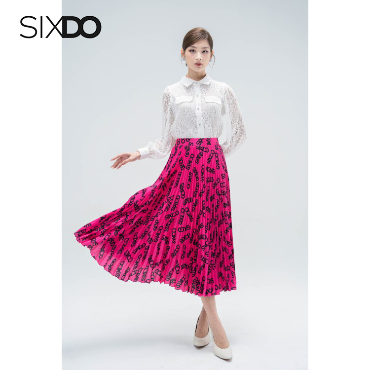 Áo sơ mi nữ ren dài tay phối cúc thời trang SIXDO (White Floral Long Sleeves Lace Shirt)