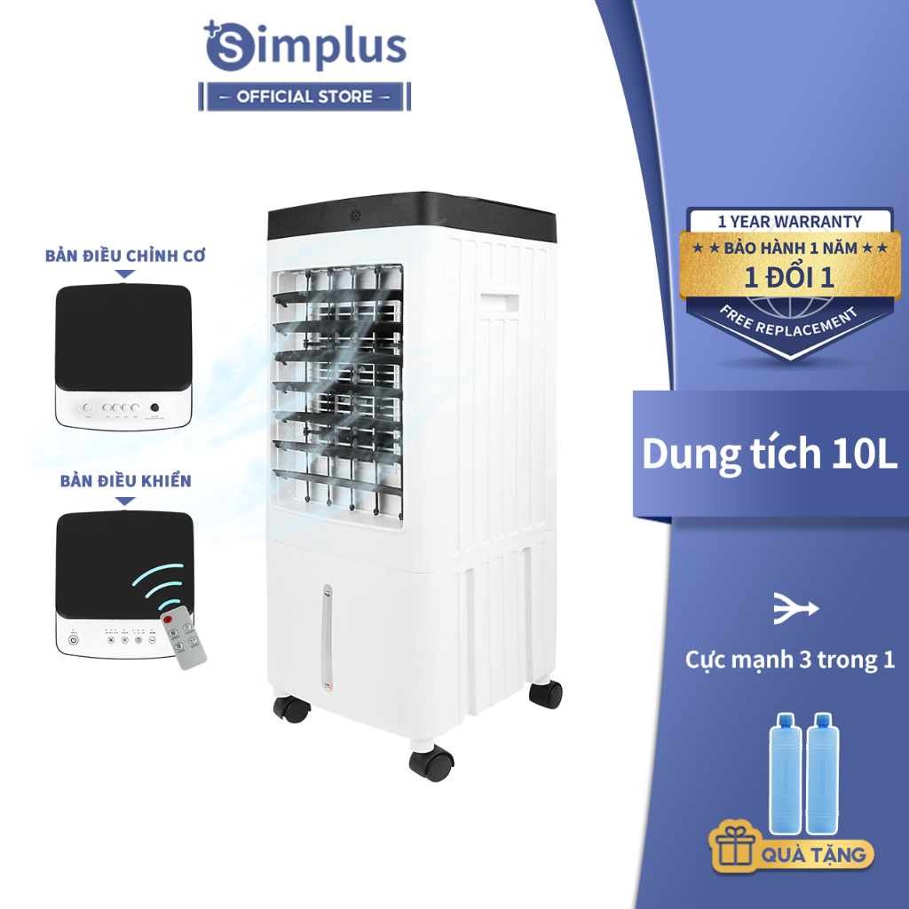 Simplus Quạt điều hòa hơi nước Quạt siêu mát điều khiển từ xa dung tích lớn 10L LFSH - Bảo Hành 1 Năm 1 Đổi 1