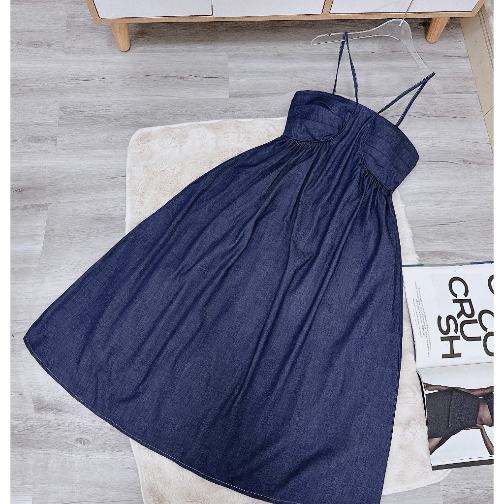 ĐẦM MIDI DENIM JEAN YẾM DÂY ( KÈM HÌNH THẬT)