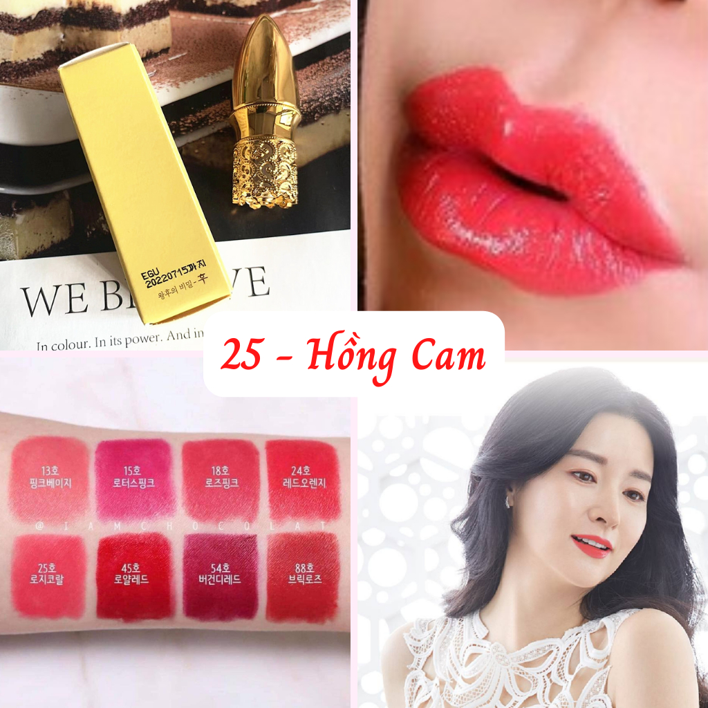Son lì Whoo mini màu Hồng cam Rosy Coral số 25 full box siêu đẹp thiết kế tinh xảo