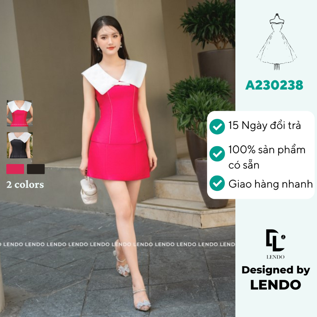 Áo peplum phối cổ trắng LENDO A230238