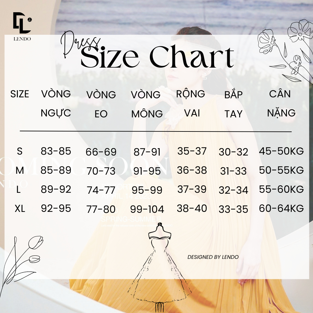 Đầm Hoa Cam Phối Cổ Trắng Cài Tag Hoa Trà LENDO V230234