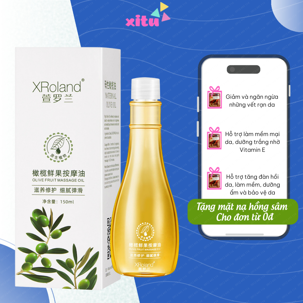 Tinh dầu rạn da Oliu Xroland, giảm rạn da, mờ thâm, tái tạo làn da săn chắc, đàn hồi và mềm mịn 150ml