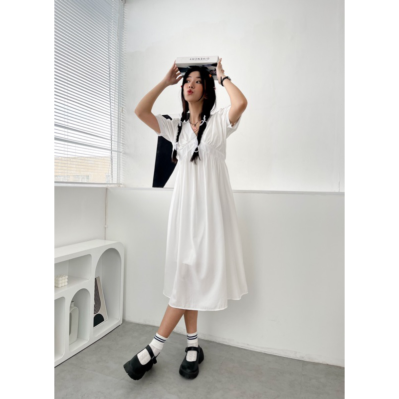 Đầm lụa cổ chéo siêu xinh - Surichau Clothing