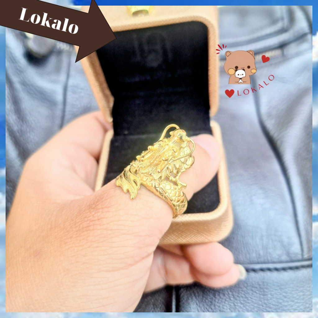 Nhẫn Nam Đẹp, Nhẫn Vàng Nam Rồng Nguyên Con Quấn Quanh Mạ Vàng 24K Lokalo - Thiết Kế Đẳng Cấp Cho Na