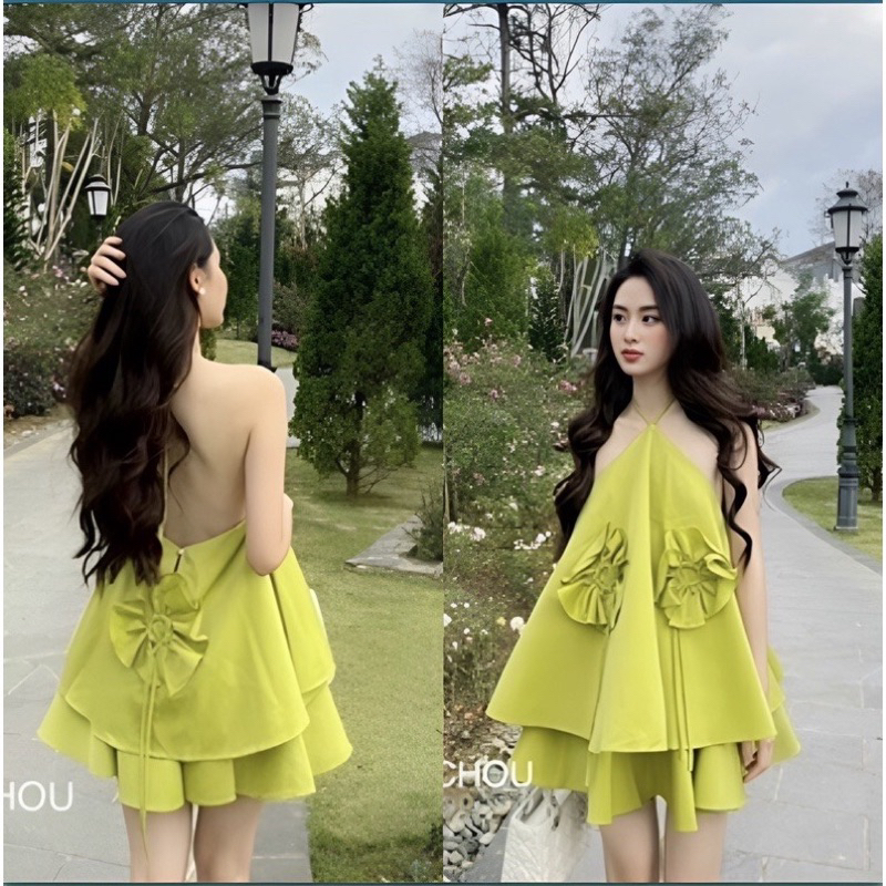 SÉT BỘ NỮ HOA NỔI TK ÁO CỔ YẾM HỞ LƯNG FROM XOÈ PHỐI CHÂN NGẮN CUTE