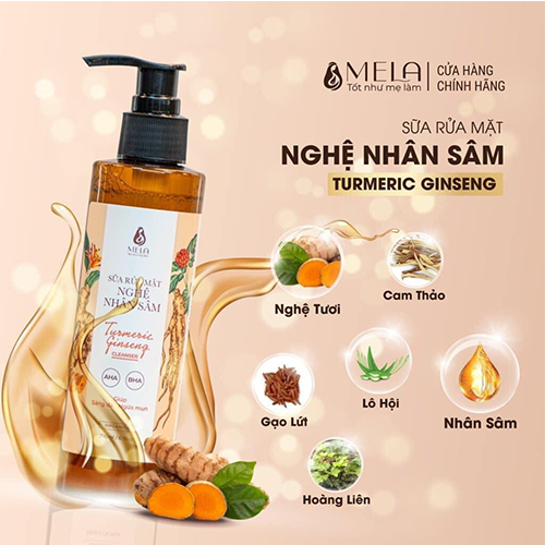 Sữa Rửa Mặt Nghệ Nhân Sâm MELA Giảm Mụn Sáng Da 200ml