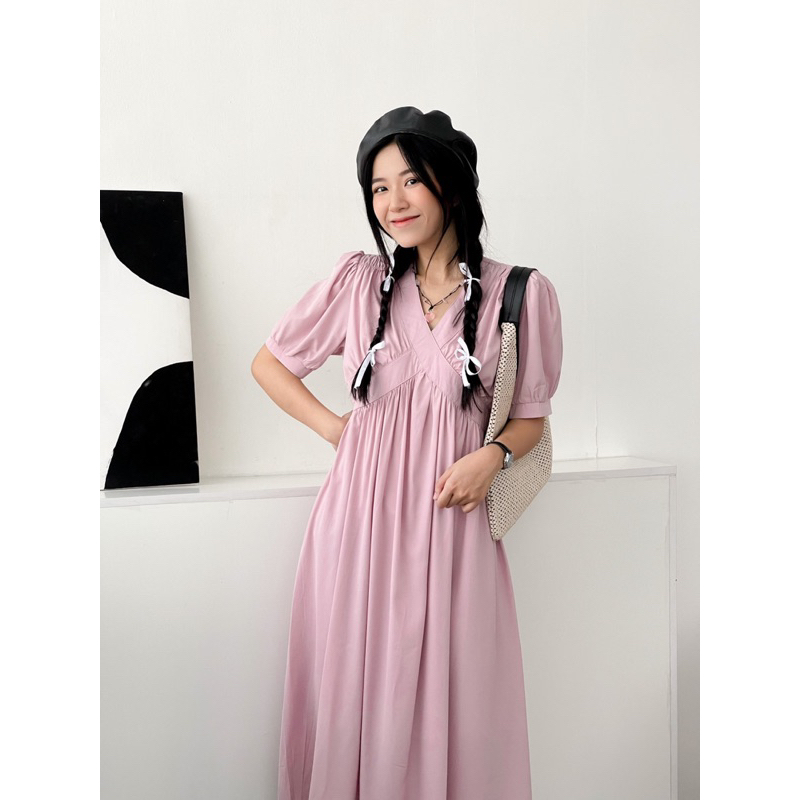 Đầm lụa cổ chéo siêu xinh - Surichau Clothing