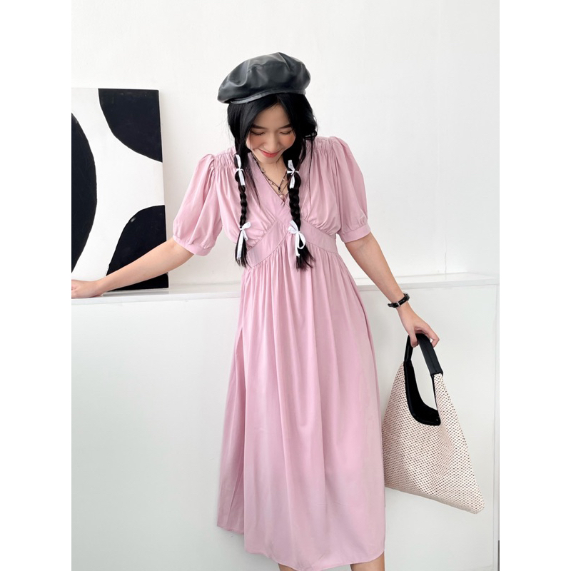 Đầm lụa cổ chéo siêu xinh - Surichau Clothing