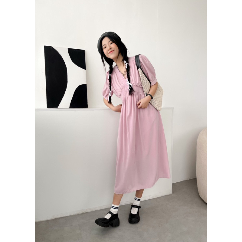 Đầm lụa cổ chéo siêu xinh - Surichau Clothing