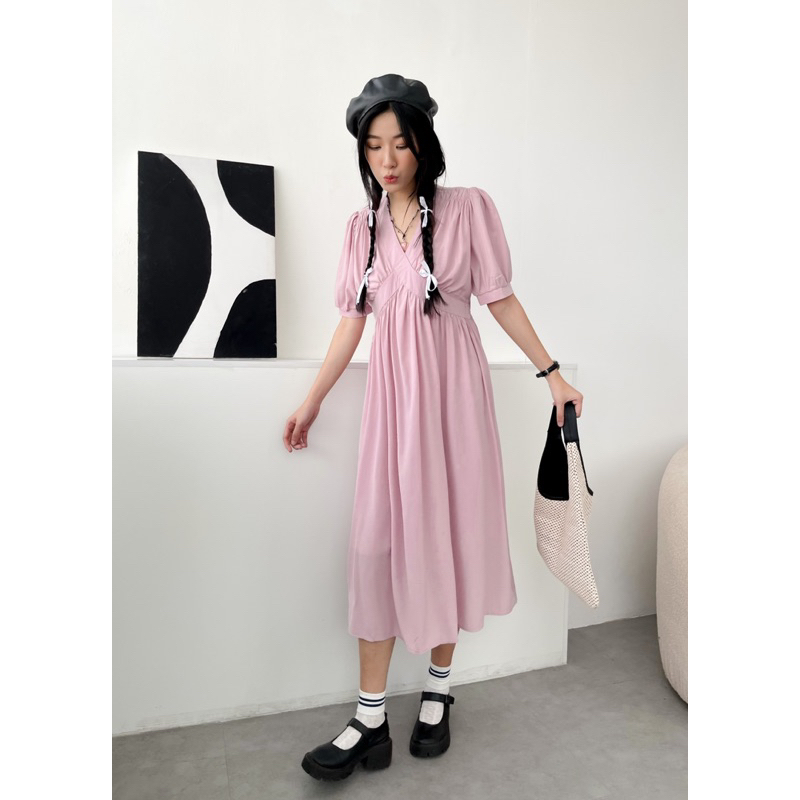 Đầm lụa cổ chéo siêu xinh - Surichau Clothing