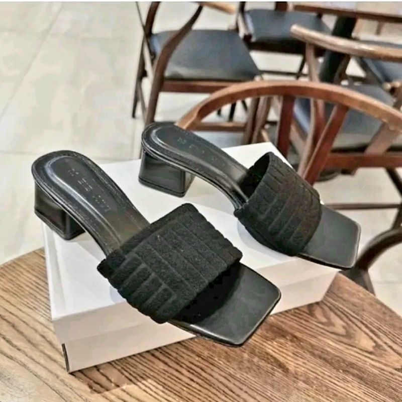 Ms A6 DÉP gót vuông 3 phân. Quai Nhung Gân MỀM MẠI