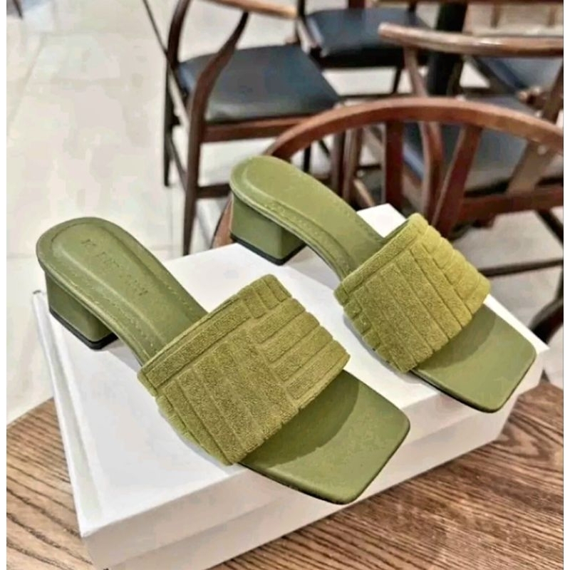 Ms A6 DÉP gót vuông 3 phân. Quai Nhung Gân MỀM MẠI