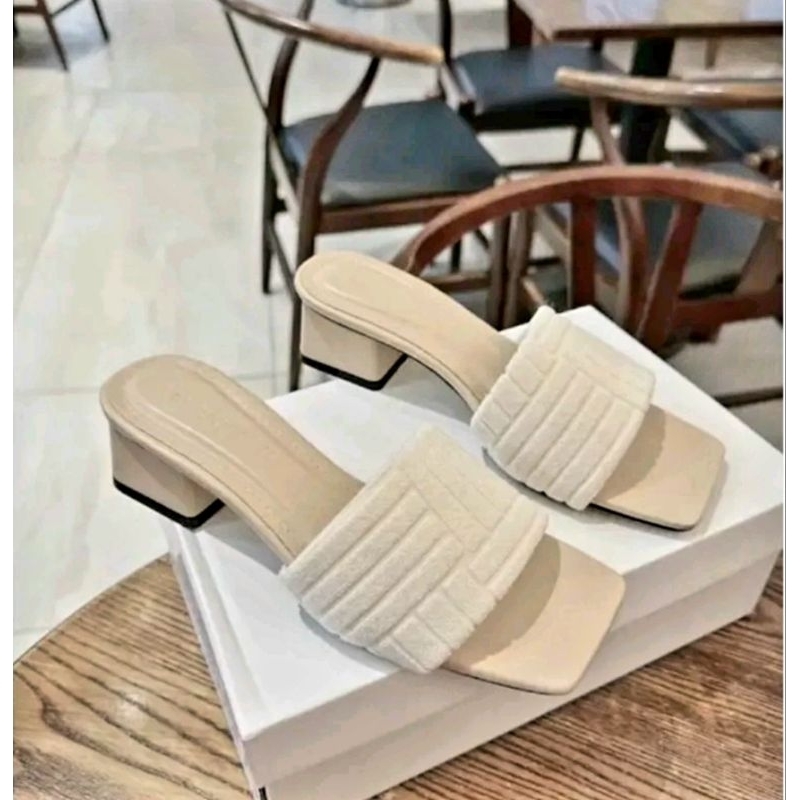 Ms A6 DÉP gót vuông 3 phân. Quai Nhung Gân MỀM MẠI