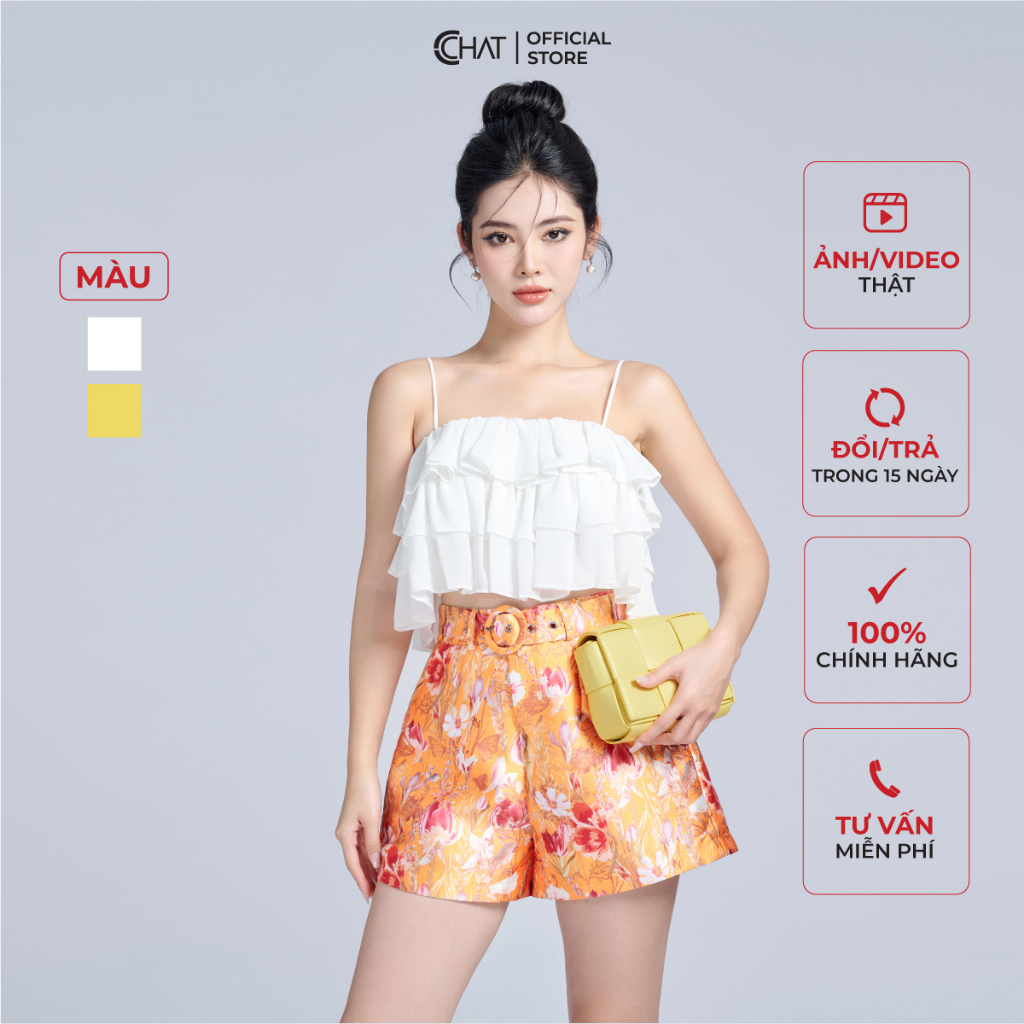 Áo 2 Dây 𝐂𝐂𝐇𝐀𝐓 Kiểu Bèo 3 Tầng Chất Voan Cao Cấp Phong Cách Trẻ Trung Thanh Lịch 12AAV2003ST