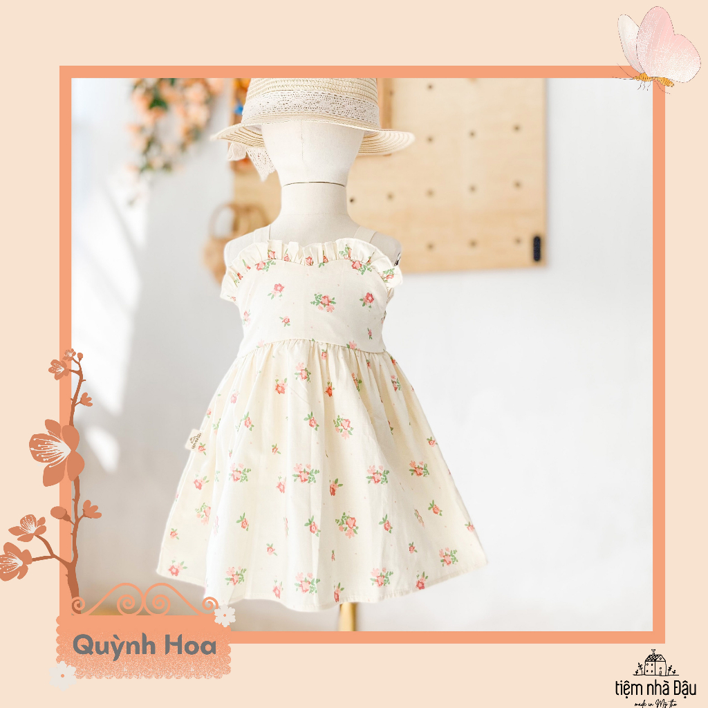 Quỳnh Hoa - Đầm hai dây cotton hoa nhí thiết kế cho bé