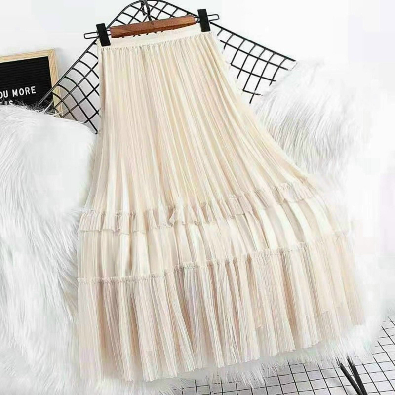 Chân váy von tầng xếp ly mặc được 2 mặt hàng Quảng Châu