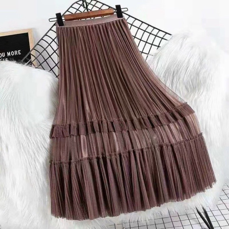 Chân váy von tầng xếp ly mặc được 2 mặt hàng Quảng Châu