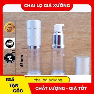 Chai Chiết Mĩ Phẩm ❈ GIÁ XƯỞNG ❈ Chai Lọ Nhựa Hút Chân Không Thân trong Nắp bạc [15ml,30ml,50ml] chiết mỹ phẩm