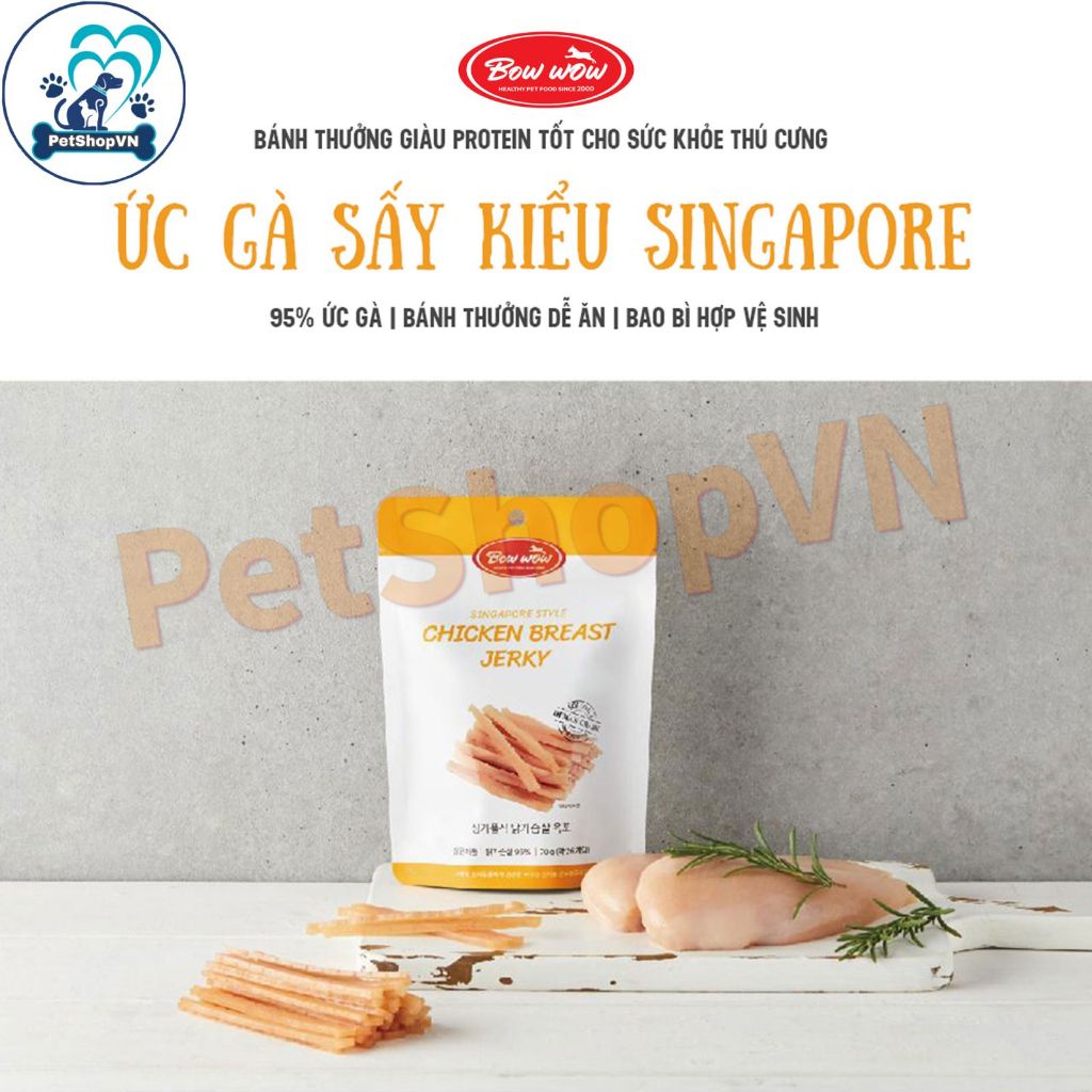 Thịt Sấy Kiểu Singapore Cho Chó Mèo BOWWOW Túi 70G Nhiều Vị