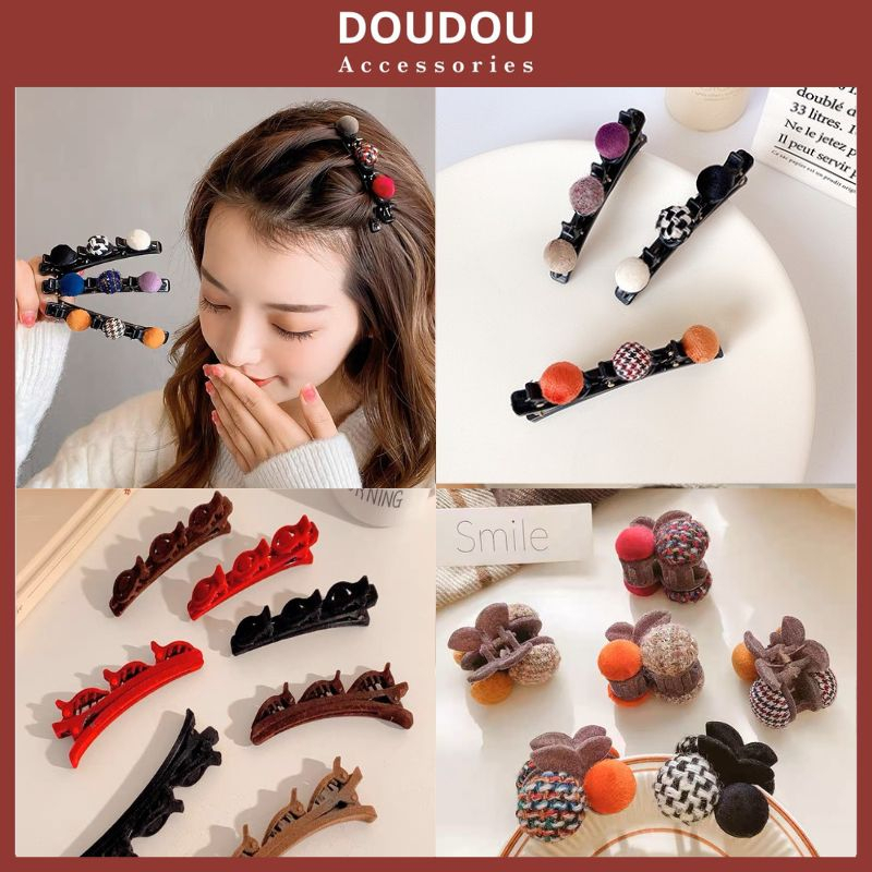 Phụ kiện kẹp tóc xinh Doudou Cặp tóc Kẹp mái kiểu tóc tết chất liệu nhung cao cấp phong cách Hàn Quốc thời trang FJ021